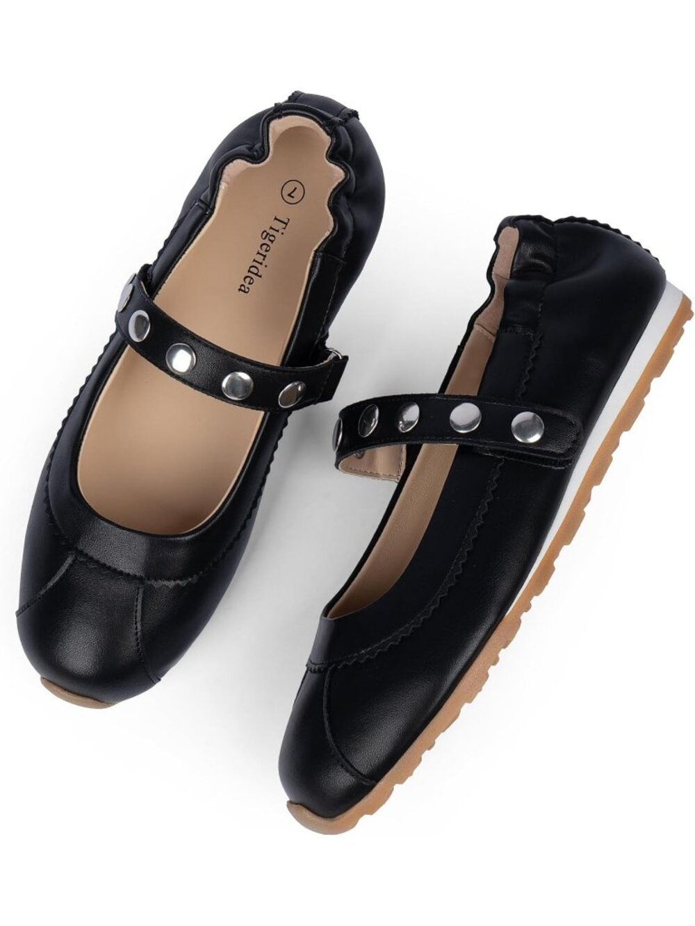 Women's Black Mary Jane Comfortable Ballet Flats Casual Non-Slip Flat Shoes - Picture 4 of 6